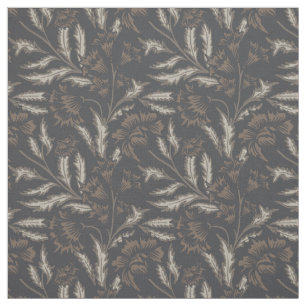Chintz floral black monochrome fabric