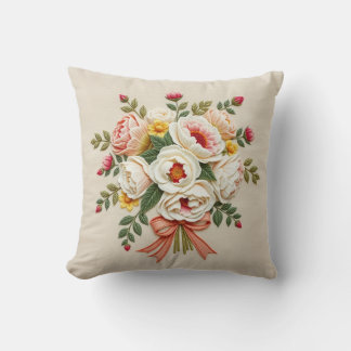 Chintz Rose Garden Bouquet Throw Pillow