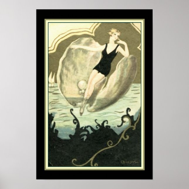 Chiostri Deco "Swimmer in a Clam Shell" 13x19 Poster (Front)