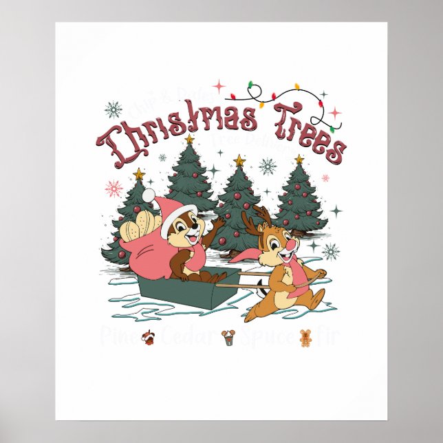 chip and dale christmas tree poster (Front)