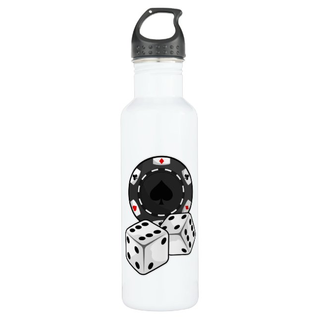 Chip & Dice for Poker 710 Ml Water Bottle (Front)