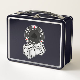 Chip & Dice for Poker Metal Lunch Box