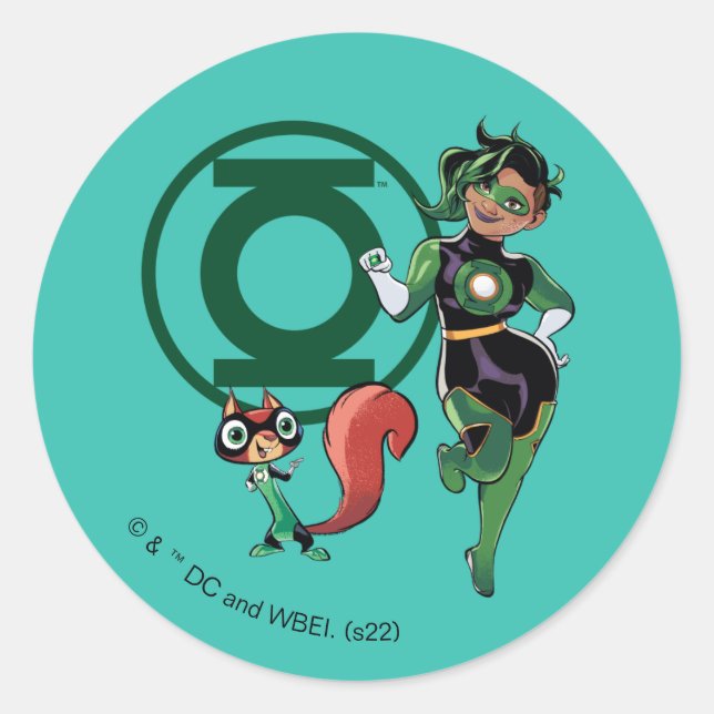 Chip & Green Lantern Classic Round Sticker (Front)