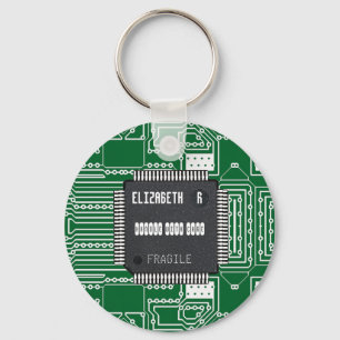 Chip On Printed Circuit Board With Your Name Key Ring