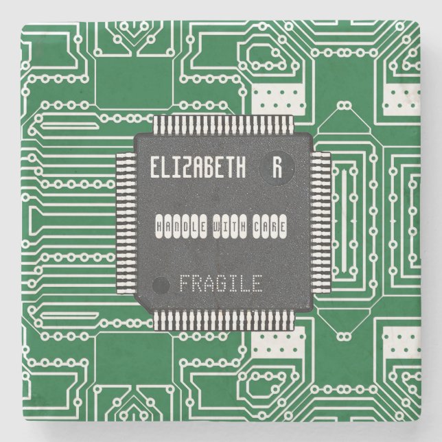 Chip On Printed Circuit Board With Your Name Stone Coaster (Front)