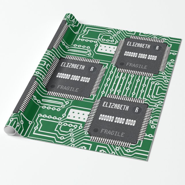 Chip On Printed Circuit Board With Your Name Wrapping Paper (Unrolled)