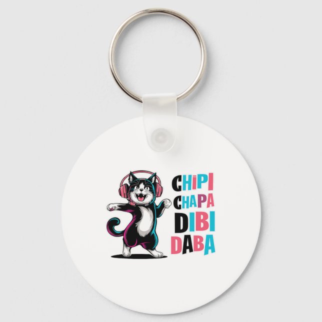 Chipi Chapa Dibi Daba Cat Dancing Cartoon  Key Ring (Front)