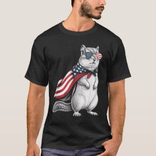 Chipmunk 4th Of July Us Aamerican Flag Patriotic T-Shirt