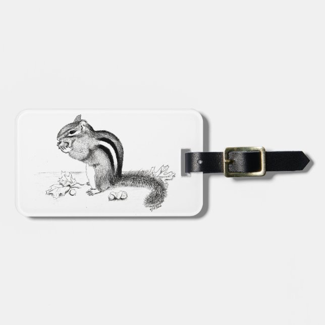 Chipmunk and Acorns Luggage Tag (Front Horizontal)