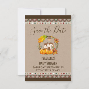 Chipmunk and Pumpkins Fall Rustic STD Save The Date