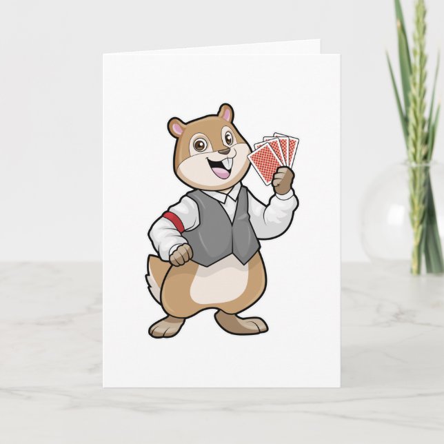Chipmunk at Poker with Poker cards (Front)