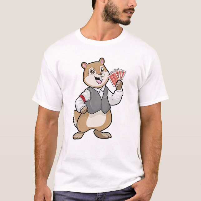 Chipmunk at Poker with Poker cards T-Shirt (Front)