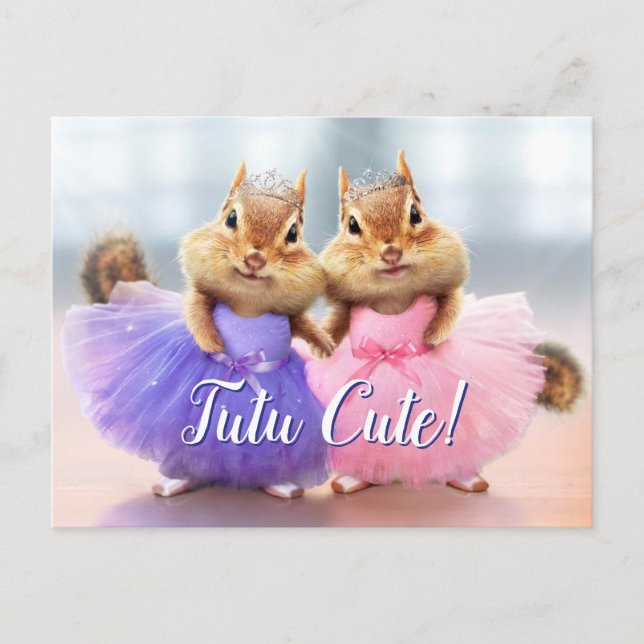 Chipmunk Ballerina Duo Invitation Postcard (Front)