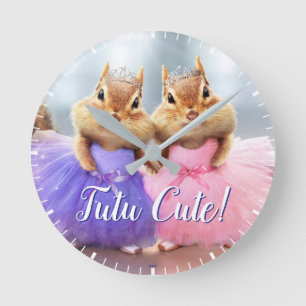 Chipmunk Ballerina Duo Round Clock