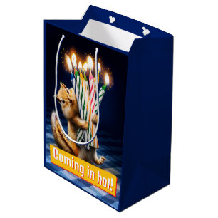Chipmunk Birthday Candles Medium Gift Bag