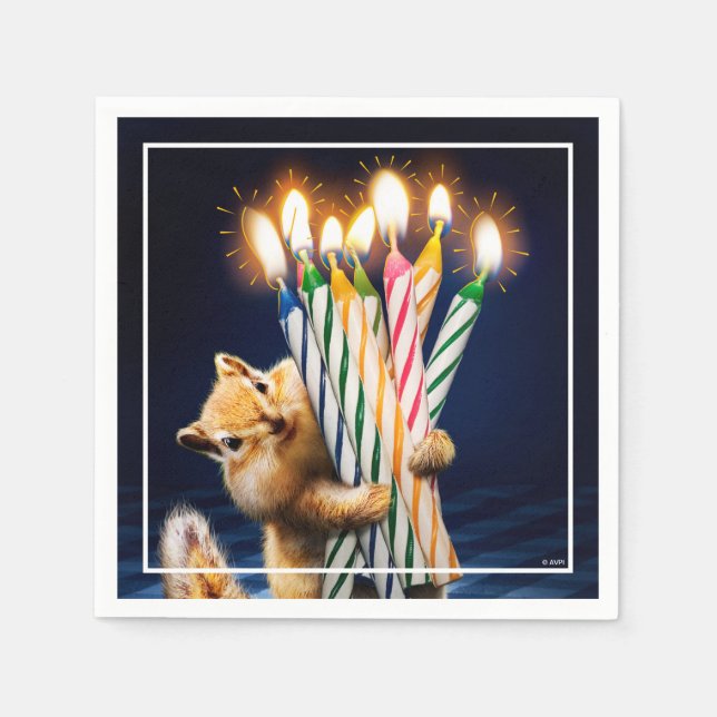 Chipmunk Birthday Candles Napkin (Front)