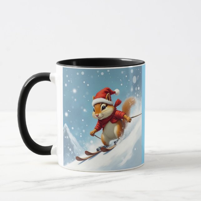 Chipmunk bombing down a hill mug (Left)