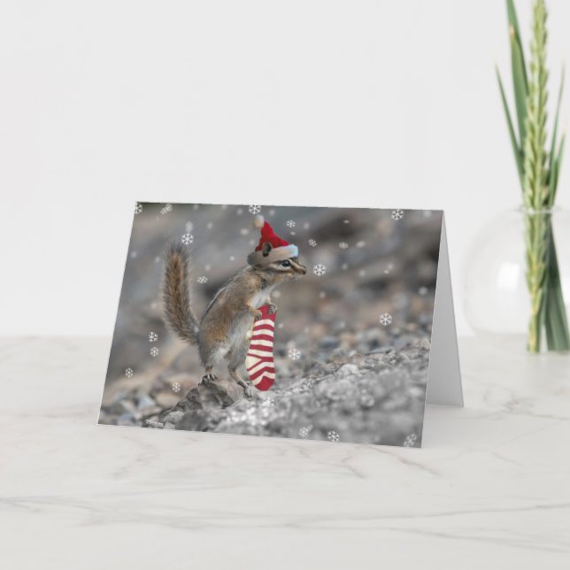 Chipmunk Christmas Holiday Card (Front)