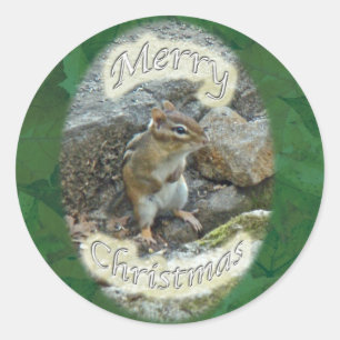 Chipmunk Christmas Items Classic Round Sticker