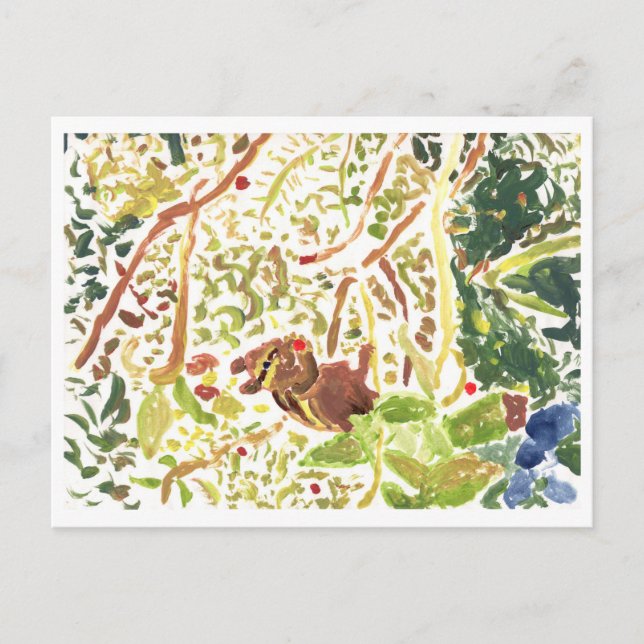 Chipmunk eating a berry postcard (Front)