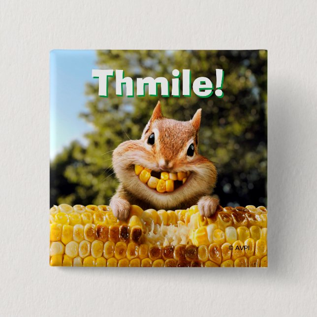 Chipmunk Eating Corn 15 Cm Square Badge (Front)