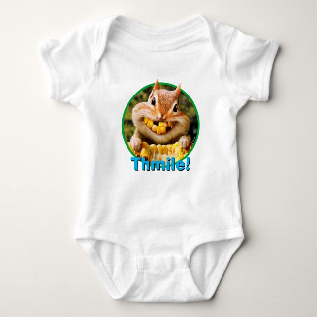 Chipmunk Eating Corn Baby Bodysuit (Front)
