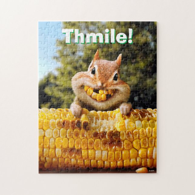 Chipmunk Eating Corn Jigsaw Puzzle (Vertical)