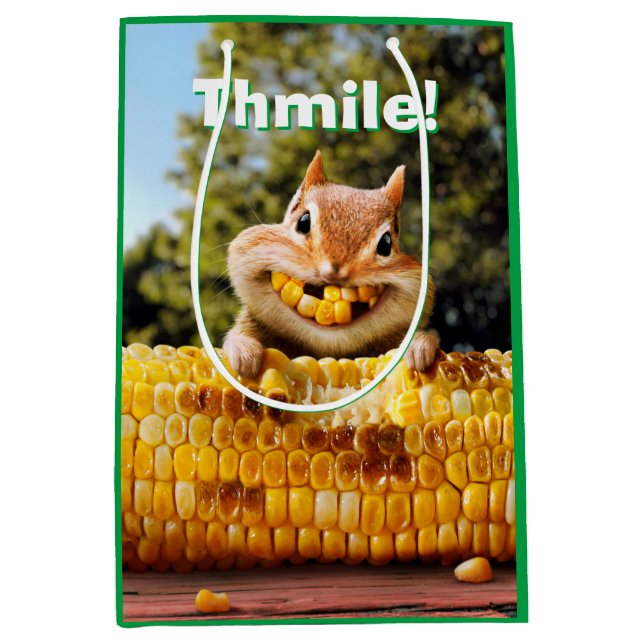 Chipmunk Eating Corn Medium Gift Bag (Front)