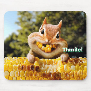 Chipmunk Eating Corn Mouse Pad