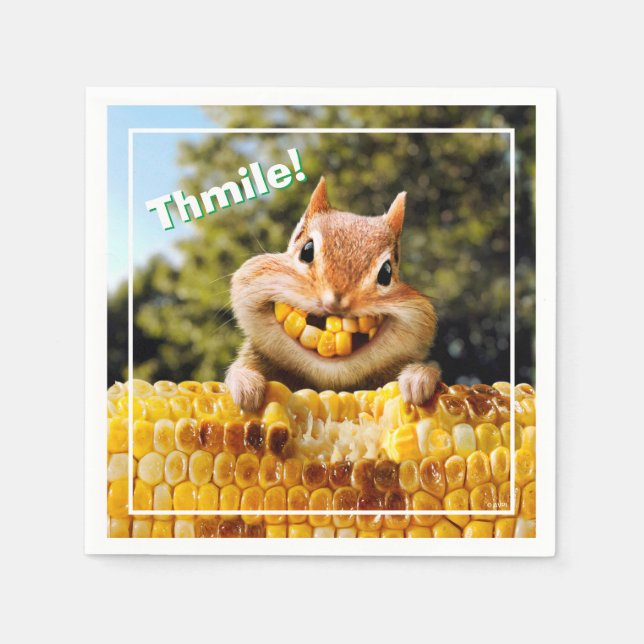 Chipmunk Eating Corn Napkin (Front)