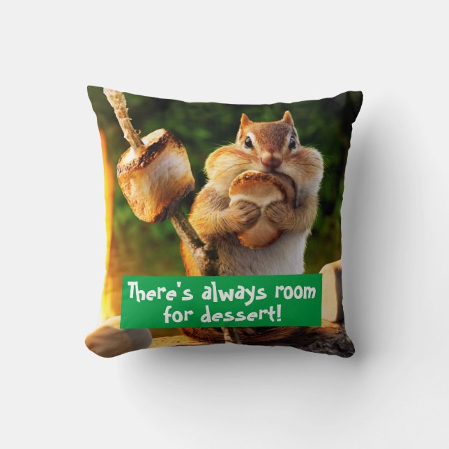 Chipmunk Eating Marshmallow Cushion (Front)