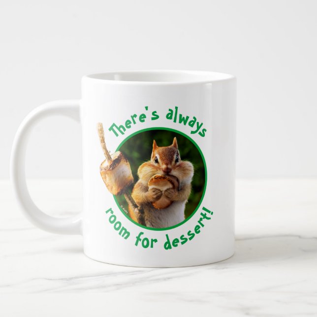 Chipmunk Eating Marshmallow Large Coffee Mug (Left)