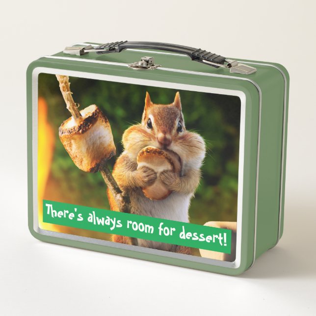 Chipmunk Eating Marshmallow Metal Lunch Box (Front)