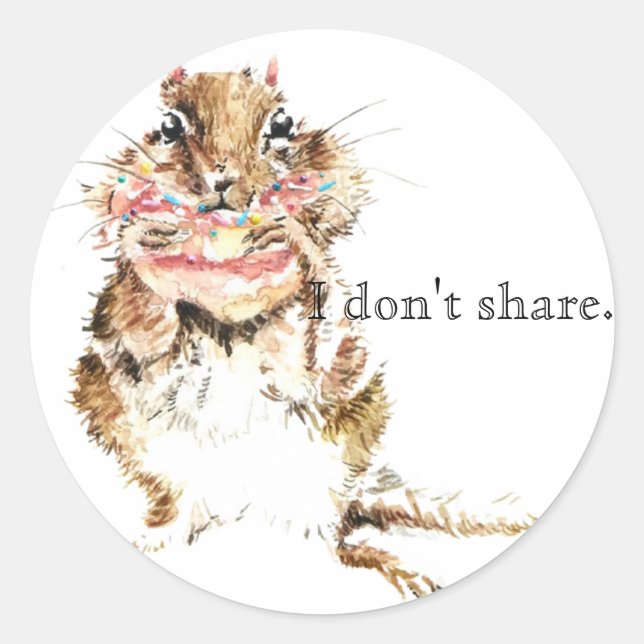 Chipmunk eating sprinkle cake classic round sticker (Front)