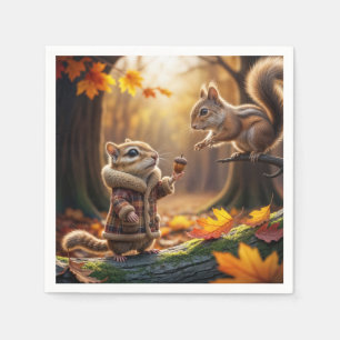 Chipmunk Encounter In an Autumn Woods Napkin