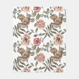 Chipmunk Floral Print Fleece Blanket