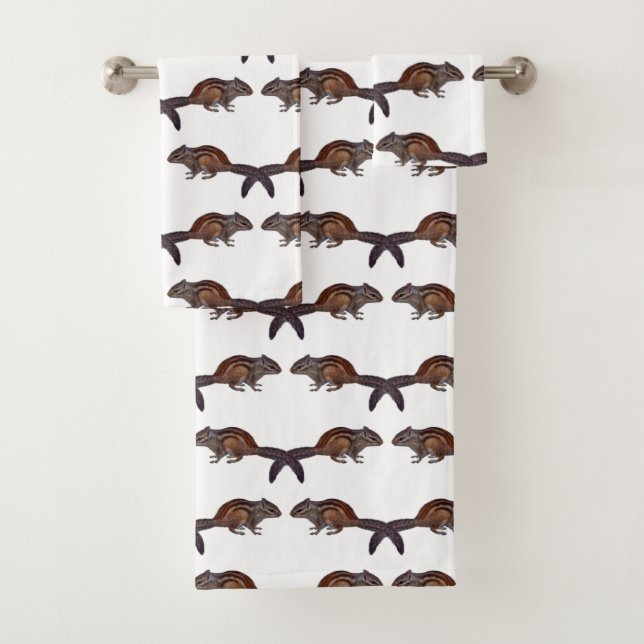 Chipmunk Frenzy Bathroom Towel Set (Insitu)