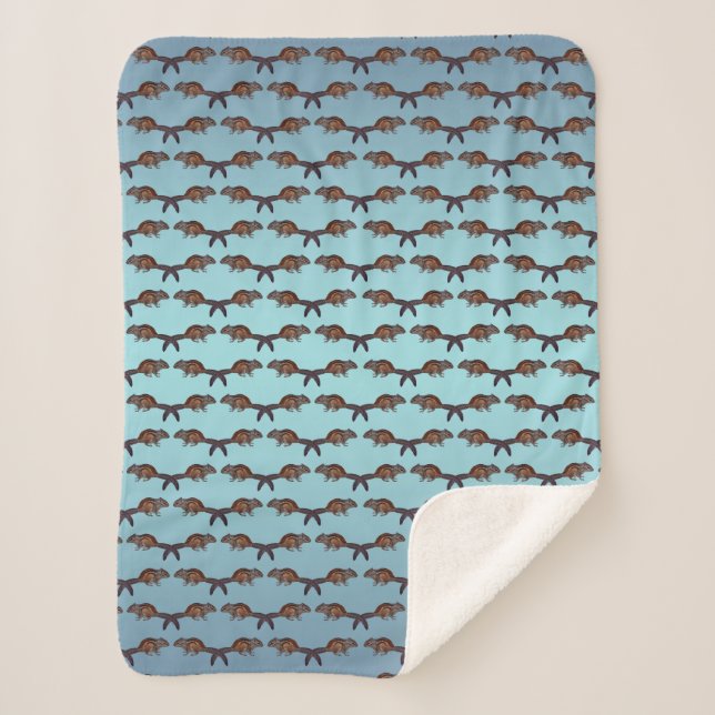 Chipmunk Frenzy Sherpa Blanket (Sky Blue Mix) (Front)