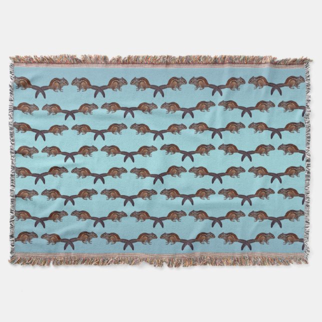 Chipmunk Frenzy Throw Blanket (Sky Blue Mix) (Front)