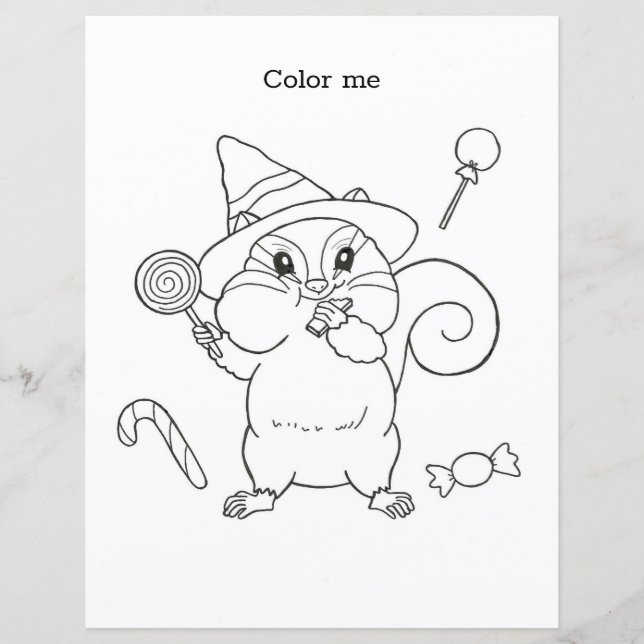 Chipmunk Halloween Colouring Pages & Maze Sheet (Front)