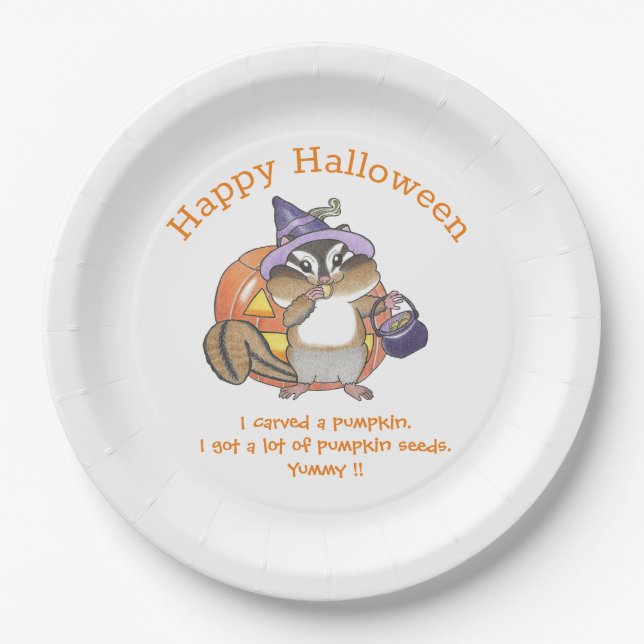 Chipmunk Halloween Paper Plate (Front)