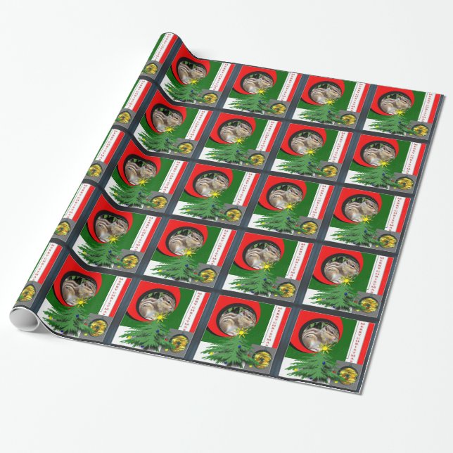 Chipmunk Holiday Wrapping Paper (Unrolled)