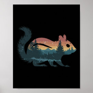 Chipmunk Hunting Hiking Outdoor Camping Forest Men Poster