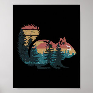 Chipmunk Hunting Hiking Outdoor Camping Forest Men Poster