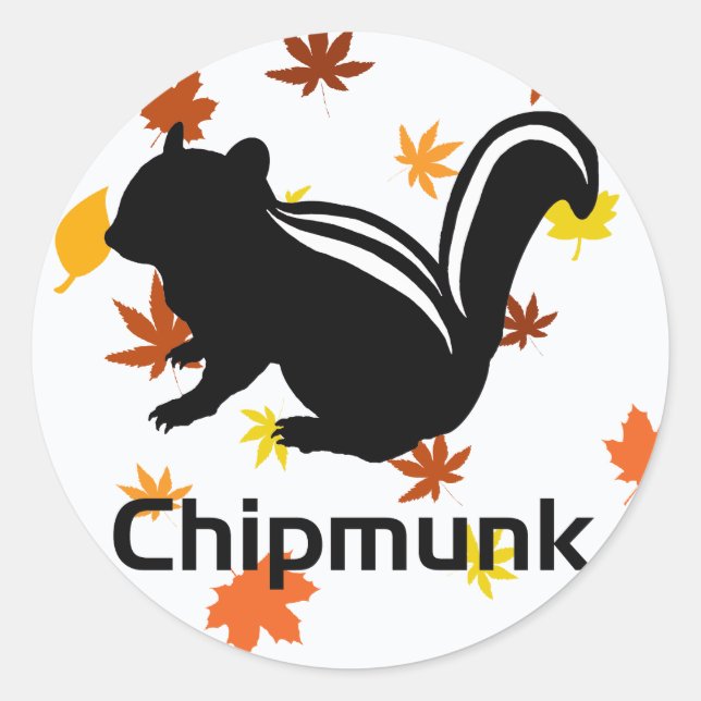 Chipmunk illustration (12) Black Classic Round Sticker (Front)