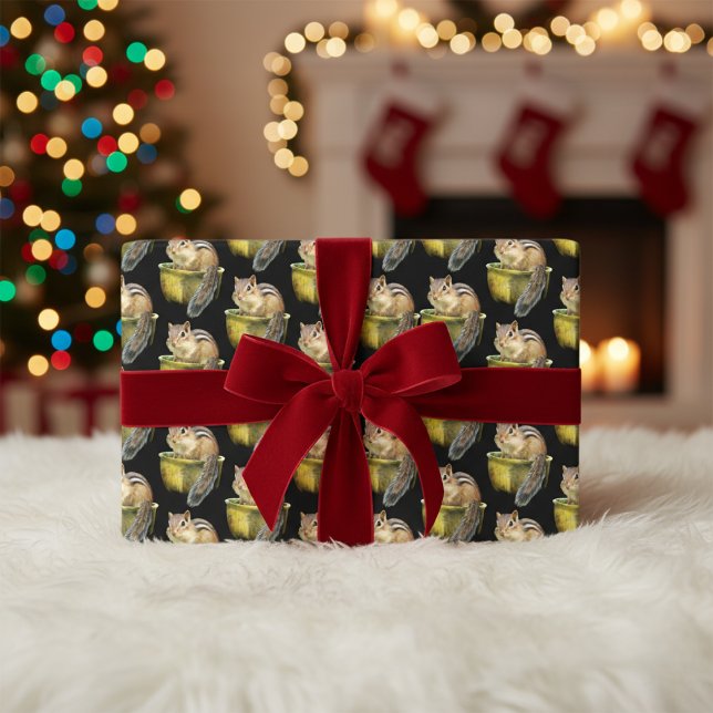 Chipmunk in a Bowl Cute Wrapping Paper Sheets  (Chipmunk in a Bowl Cute Wrapping Paper Sheets)