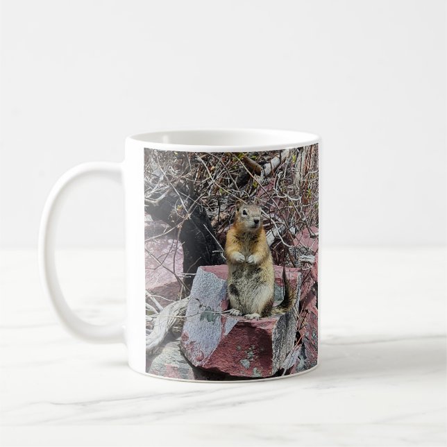Chipmunk in Glacier National Park Coffee Mug (Left)