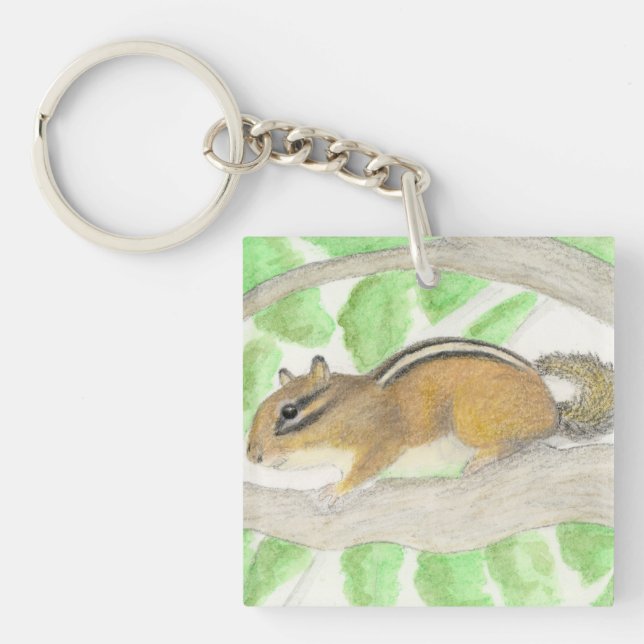 Chipmunk in the Apple Tree Key Ring (Front)