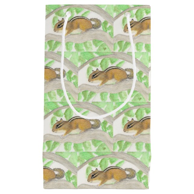 Chipmunk in the Apple Tree Small Gift Bag (Front)