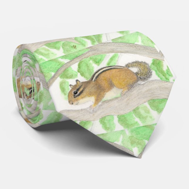 Chipmunk in the Apple Tree Tie (Rolled)